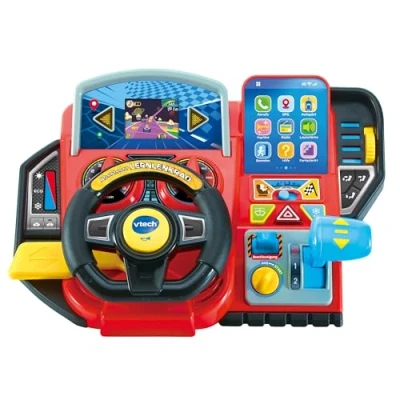 Abbildung von VTech Abenteuer Lernlenkrad Interaktives Lenkrad mit LCD Farbbildschirm, 3 Spielmodi, zahlreichen Lerninhalten und 23 Melodien Für Kinder von 7 Jahren