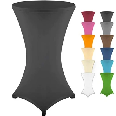 Abbildung von Gräfenstayn® Stretch Stehtischhusse Diana mit Öko Tex Siegel, Verstärkung im Fußbereich, 40C Maschinenwäsche in vielen Farben und Größen Ø60 65cm / Ø70 75cm Ø80 85cm (Schwarz, 65cm)