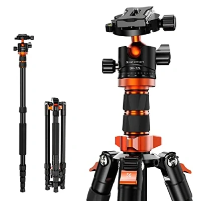 Abbildung von K&amp;F Concept 198cm Kamera Stativ，Aluminium Tripod, Stativ mit Monopod Funktion, 360 Panorama Kugelkopf Schnellwechselplatte für Spielgelreflexkamera, Digitalkamera