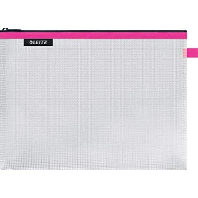 Abbildung von Leitz WOW Reise Zip Beutel, durchsichtig, Ideal zur Organisation auf Reisen und im Handgepäck, Kosmetiktasche, Groß, 30 x 23 cm, Pink, 40260023