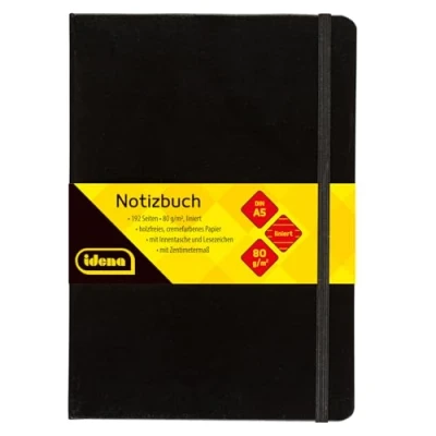 Abbildung von Idena Notizbuch A5 mit Lesezeichen und Innentasche, liniert, FSC Mix, schwarz (2, A5)