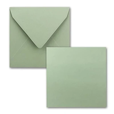 Abbildung von Quadratisches Einzelkarten Set 15 x cm mit Brief Umschlägen Eukalyptus 50 Stück für Grußkarten &amp; mehr FarbenFroh by GUSTAV NEUSER