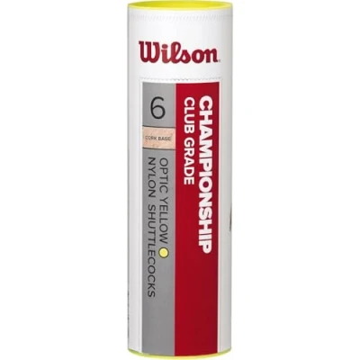 Abbildung von WILSON Badminton Ball, Championship Shuttlecocks, 6 er Dose, 79 Grains, Gelb, Kunststoff/Naturkork, WRT6044YE79, Einheitsgröße