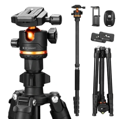 Abbildung von K&amp;F Concept Kamera Stativ,192cm Stativ für Smartphone,Stativ Tripod O275A5+BH 36,Handy mit Handy Tablet Halterung und Fernbedienung,Aluminium Reisestativ Kamera/DSLR/Handy/Camcorder