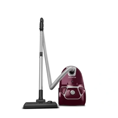 Abbildung von Rowenta Compact Power Staubsauger RO3969EA mit Beutel 750 Watt Staubvolumen: 3 Liter 2 in 1 Fugendüse Home &amp; Car Set für alle Bodenarten. Kompaktes Design ‎Dunkelrot / Silber