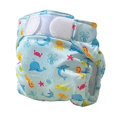 Abbildung von FREDS Swim ACADEMY Wiederverwendbare Schwimmwindel Nappy mit Klettverschluss, Baby Schwimmhose aus weichem Material, verstellbar &amp; einfach anzulegen (Blau, 1)