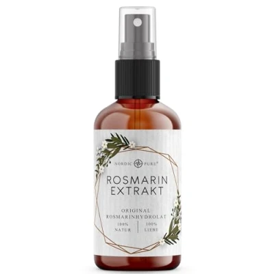 Abbildung von Rosmarinwasser 100ml Für Haut &amp; Haare von Nordic Pure Vitalisierendes Rosmarin Extrakt zur Pflege dünnem, trockenem brüchigem Haar Hydrolat ohne Öl