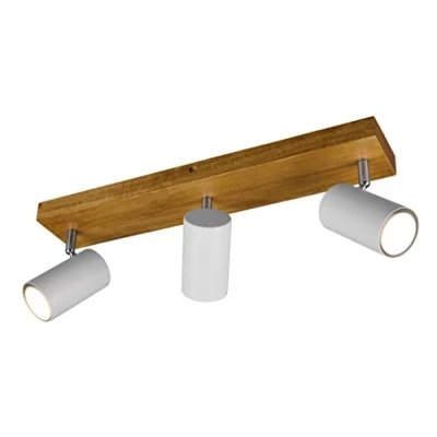 Abbildung von Trio Leuchten Spotbalken Marley 812400331, Metall Weiß matt, Holz, exklusiv 3x GU10