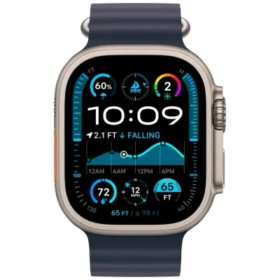 Abbildung von Apple Watch Ultra 2 Titanium (Dunkelblaues Gummi Armband)