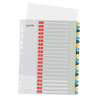 Abbildung von Leitz PC beschriftbares Register in A4 Format, 1 20, Robust, Mehrfarbig, Cosy Serie, 12490000