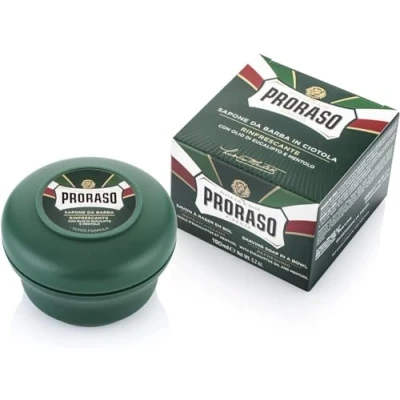 Abbildung von Proraso Shaving Soap inklusive Seifenschale, 150 ml, erfrischende und belebende Rasierseife für Herren mit Eukalyptusöl Menthol, Made in Italy, Grün