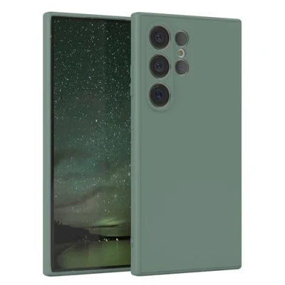 Abbildung von EAZY Case Silikonhülle für Samsung Galaxy S24 Ultra Hülle Silikon Grün weich stoßfeste Handyhülle Schutzhülle mit Kameraschutz Dünn Premium Schutz Cover Bumper in Dunkelgrün