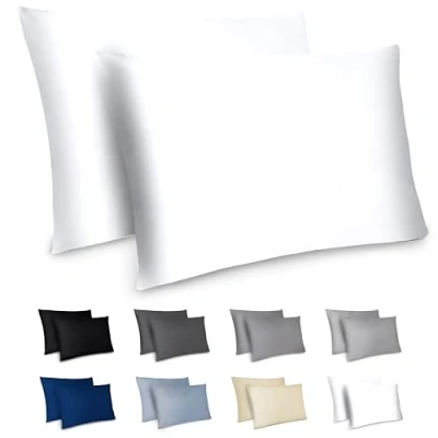 Abbildung von Dreamzie Kissenbezug 50x70 2er Set Kopfkissenbezug Weiß mit Reißverschluss aus Mikrofaser Weich, cm Pillow Cover