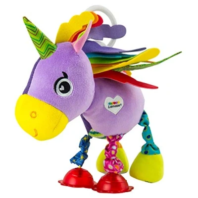 Abbildung von Lamaze Baby Spielzeug &quot;Ella, das Einhorn&quot; Clip &amp; Go, Greifling, Stoffspielzeug Kleinkind, Motorikspielzeug Beißen, Greifen Geräusche Erzeugen, Geschenke zur Geburt, Babyspielzeug ab 0 Monaten