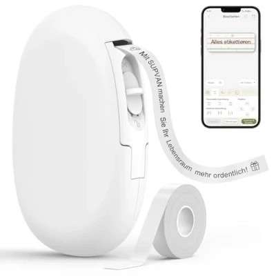 Abbildung von SUPVAN E10 Etikettiergerät, selbstklebend, Bluetooth, tragbar, kompatibel mit iOS und Android