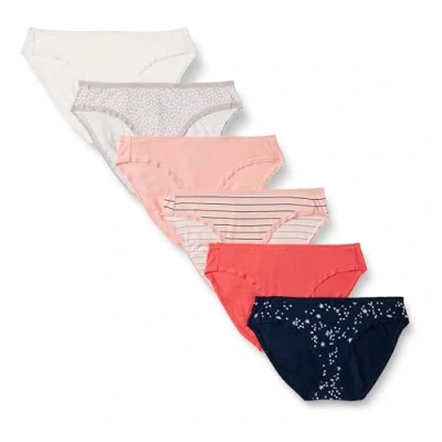 Abbildung von Amazon Essentials Damen Bikinihose aus Baumwolle (in Übergröße erhältlich), 6er Pack, Mehrfarbig/Punkte/Sterne/Streifen, 40