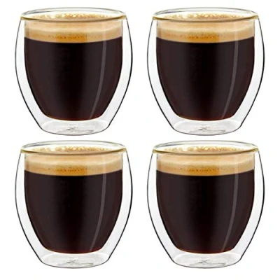 Abbildung von Creano doppelwandige Espresso Gläser, 4er Set 100ml Thermo Gläser mit Schwebe Effekt