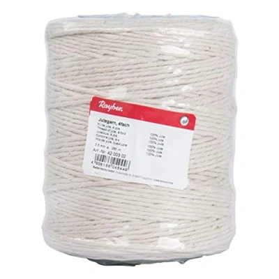 Abbildung von Rayher Hobby 4200302 Jutegarn, 3fach, 3,5 mm ø, Spule 280 m, Farbe weiß/ elfenbein, Jute Schnur, Bindegarn, Bindeschnur, Dekokordel, Jutekordel