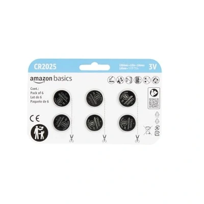 Abbildung von Amazon Basics CR2025 Lithium Knopfzellenbatterie, langlebige Leistung, frei von Quecksilber, 3 V, 6er Pack