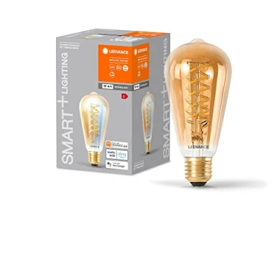 Abbildung von Ledvance SMART+ WIFI LED Lampe, Gold Tönung, 8W, 650lm, Edison Form mit 64mm Durchmesser &amp; E27 Sockel, regulierbares Weißlicht (2200 5000K), dimmbar, App oder Sprachsteuerung, gute Lebensdauer
