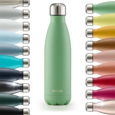 Abbildung von Blumtal® Trinkflasche Edelstahl Charles Thermosflasche 1000 ml BPA freie Thermo kalt&amp;warm auslaufsichere Thermos Summer Green Grün