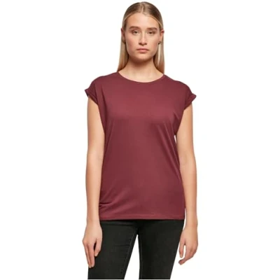 Abbildung von Build Your Brand Damen T Shirt Ladies Extended Shoulder Tee, lang geschnittenes für Frauen, Baumwolle, Cherry, S