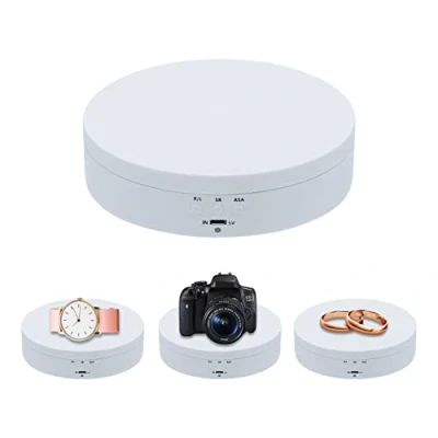 Abbildung von Mcbazel 360 Grad Drehständer für Fotografie 360, Elektrisch Drehbarer Drehteller 3KG, Motorisierter Drehständer, Display Tisch zur Präsentation von Schmuck, Uhren, digitalen Produkten（Weiß）