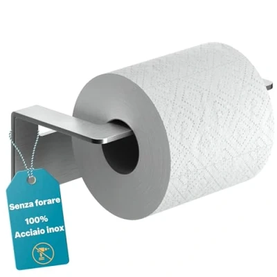 Abbildung von WEISSENSTEIN Toilettenpapierhalter Edelstahl ohne Bohren WC Rollenhalter selbstklebend 16 x 5,5 8 cm