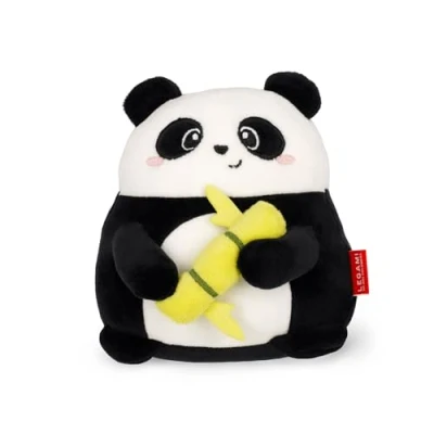 Abbildung von Legami Super Soft Plush Plüsch, Panda Thema, Mini Größe, mit personalisierbarer ID Karte, Steht alleine, 14x15x12 cm, Black