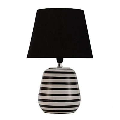 Abbildung von Pauleen 48214 Dressy Sparkle Tischleuchte max. 20 Watt handgefertigt Schwarz, Weiß Nachttischlampe Nature Look aus Stoff, Keramik E14