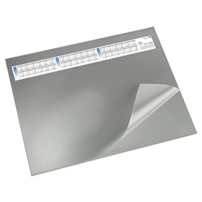 Abbildung von Läufer 44533 Durella DS Schreibtischunterlage mit transparenter Auflage und Kalender, rutschfeste Schreibunterlage, 40 x 53cm, grau