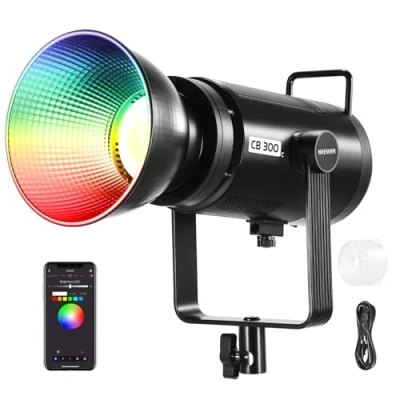 Abbildung von NEEWER CB 300C RGB LED Videolicht 300W mit Reflektor, APP&amp; 2,4G Steuerung, 2500K 7500K Farbtemperatur, CRI97+, 29600Lx Helligkeit, 17 Szeneneffekte, Bowens Mount Dauerlicht Studio, Video und Streaming