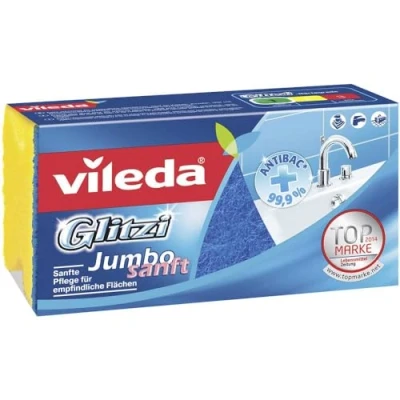 Abbildung von Vileda Glitzi Jumbo Sanft Reinigungsschwamm, reinigt schonend empfindliche und große Oberflächen, 1er Pack
