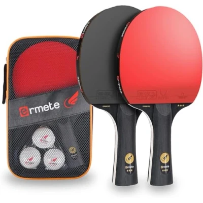 Abbildung von Tischtennis Set, 2 Tischtennisschläger Profi, 3 Bälle und Tragetasche, Ping Pang Set Ideal für Anfänger, Familien Profis
