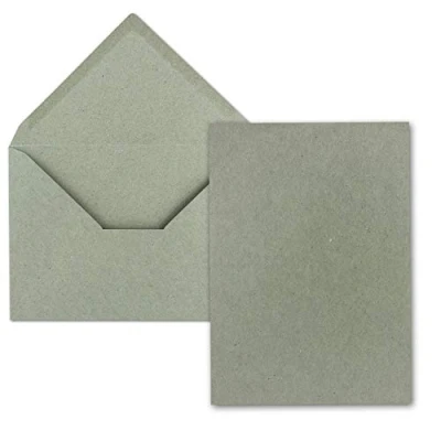 Abbildung von FarbenFroh by GUSTAV NEUSER 25 Stück Karte mit Umschlag Set Einzel Karten Din A5 14,8 x 21 cm Kraftpapier Grau Umschlägen C5 15,7 22,5 Nassklebung