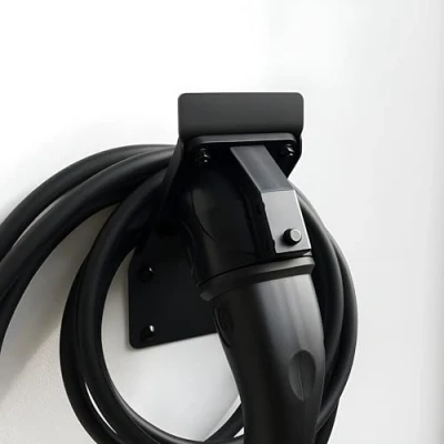 Abbildung von EVify platzsparende Typ 2 Wandhalterung Wallbox Kabelhalter Widerstandfähige Kabelhalterung aus rostfreiem Stahl für &amp; Elektroauto