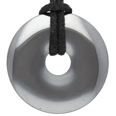 Abbildung von Lebensquelle Plus Hämatit Donut Ø 30 mm + Baumwollband Edelstein Anhänger Echte Heilsteinkette inkl. Band