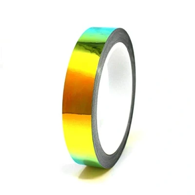 Abbildung von 10 Meter Flip Flop Chrom Zierstreifen Basteln Effektfolie Hologramm Chameleon Auto Motorrad Modellbau Klebestreifen (FF3 Grün/Orange, 20mm Breite)