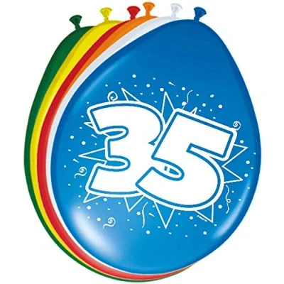 Abbildung von Folat 08223 35th Birthday Balloons Pieces. Zahl 35. Geburtstag Ballons 30 cm 8 Stück, Costumes