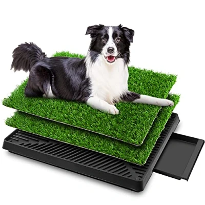 Abbildung von Sailnovo 63x50cm Hundeklo Hundetoilette, Rasen verstärken Welpentoilette mit 2 Pcs Kunstrasen, Hunde Toilette Welpenklo Haustiertoilette Trainingsunterlage