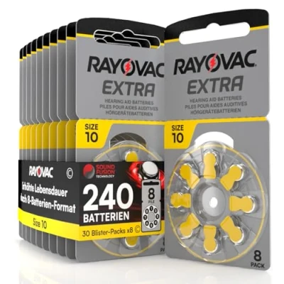 Abbildung von 240 Batterien für Hörgeräte Rayovac Extra 10. 30 Blister à 8