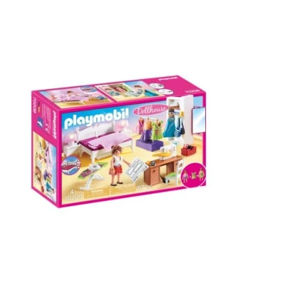 Abbildung von PLAYMOBIL 70208 Dollhouse Abwechslung Schlafzimmer mit Nähecke, ab 4 Jahren, bunt, one Size