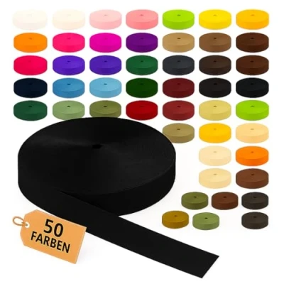 Abbildung von KBBB Gurtband 2m oder 5m lang 50 Farben Breiten: 10mm 15mm 20mm 25mm 30mm 40mm 50mm Polypropylen