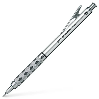 Abbildung von Pentel PG1015 A GraphGear1000 Druckbleistift 0,5 mm Strichstärke, Edelstahlgehäuse mit Härtegradindikator, duale Griffzone, voll versenkbare 4 Minenführung, Radierer (Z2 1N), 1 Stück