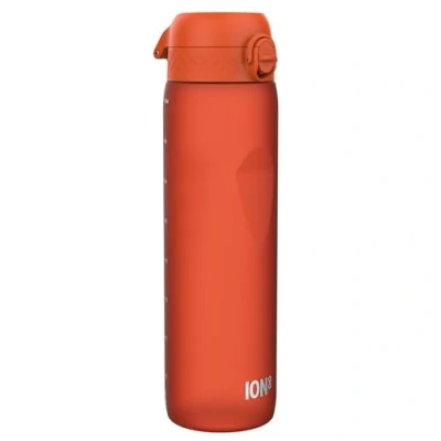 Abbildung von ion8 1 Liter Trinkflasche, 1000ml, Auslaufsicher, Einhandöffnung, Sichere Verriegelung, Spülmaschinenfest, BPA frei, Tragegriff, Leicht zu Reinigen, Ideal für Sport und Fitness, Orange