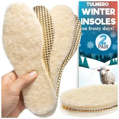 Abbildung von Thermoeinlegesohle Wollsohle für Winter Warme Schuheinlagen Herren Damen und Kinder wärmende Einlegesohlen 2 Paare TULMERO Einlagen Größe 40