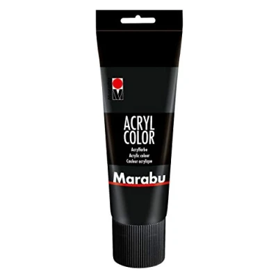 Abbildung von Marabu 12010025073 Acryl Color schwarz 225 ml, cremige Acrylfarbe auf Wasserbasis, schnell trocknend, lichtecht, wasserfest, zum Auftragen mit Pinsel und Schwamm Leinwand, Papier Holz