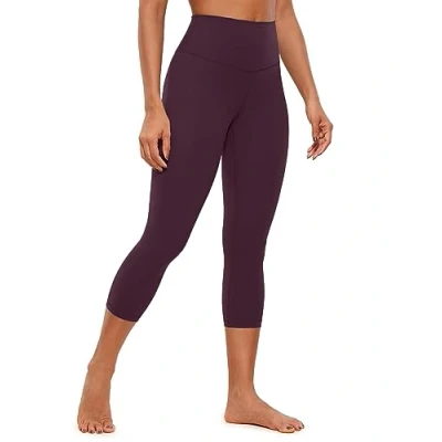 Abbildung von CRZ Yoga Butterluxe Damen High Waist 3/4 Leggings Capri Blickdicht Sport Fitness Sommer Sporthose 53cm Dunkellila 38