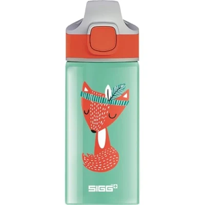 Abbildung von SIGG Alu Trinkflasche Kinder Miracle Peaceful mit Trinkhalm Auslaufsicher Federleicht BPA frei Klimaneutral Zertifiziert Schule &amp; Sport Wassergrün Orange Fuchs 0,4L