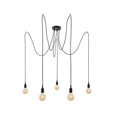 Abbildung von Paulmann 50389 Neordic Pendelleuchte Ketil 5 flammig Spinne max. 5x60 Watt Hängelampe ohne Leuchtmittel Schwarz Deckenlampe Silikon, Metall E27, 5er pendel